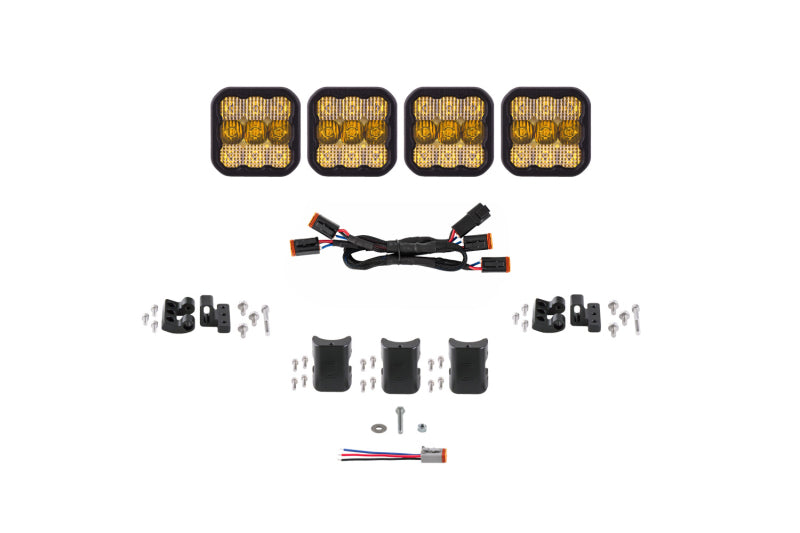 Diode Dynamics SS5 Sport Universal CrossLink 4-Pod Lightbar - Yellow Combo