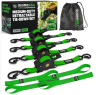 Rhino USA Retractable Ratchet Straps (4Pk 1Inx10Ft) (Green)