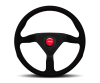 Momo Montecarlo Alcantara Steering Wheel 320 mm - Black/Red Stitch/Black Spokes