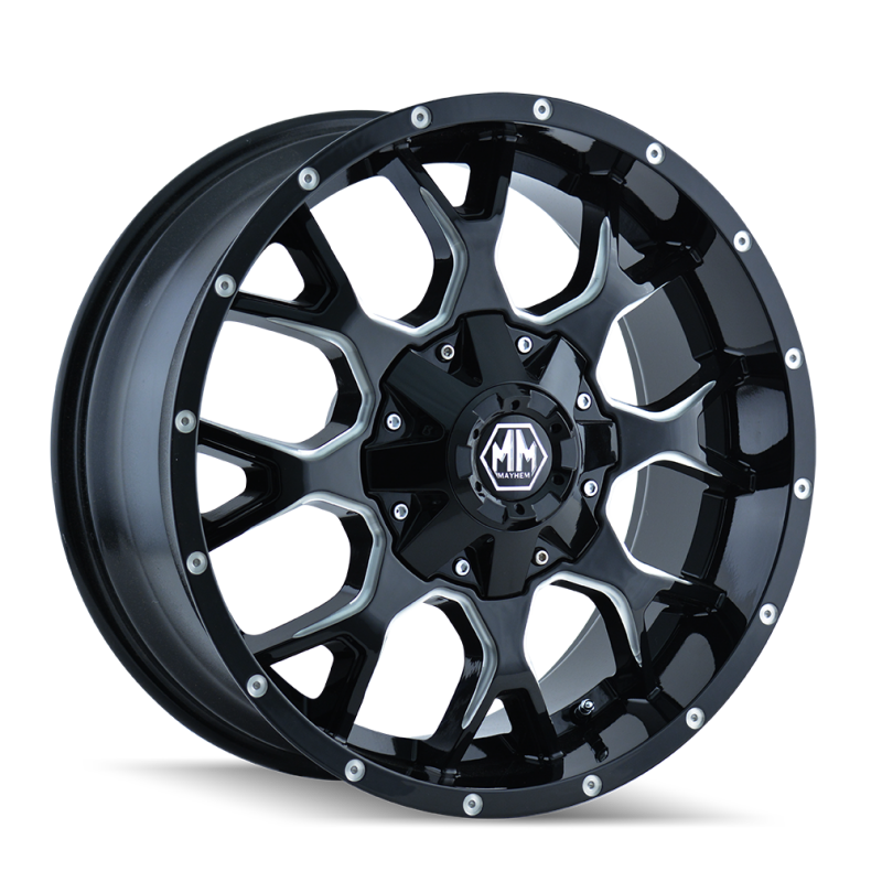 Mayhem 8015 Warrior 17x9 / 8x165.1 BP / -12mm Offset / 130.8mm Hub Gloss Black Milled Wheel