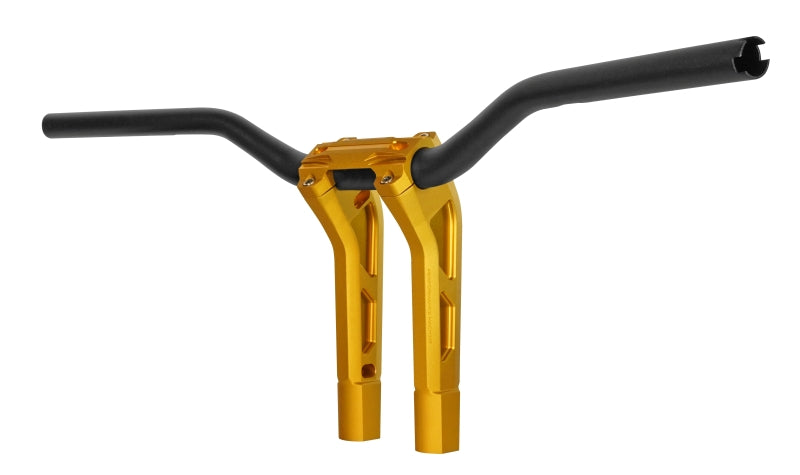Performance Machine Phatbar H-Bar Assy, 9in Riser, 1-1/4in Bar, Int Wire, Gauge Mount - Gold Ops