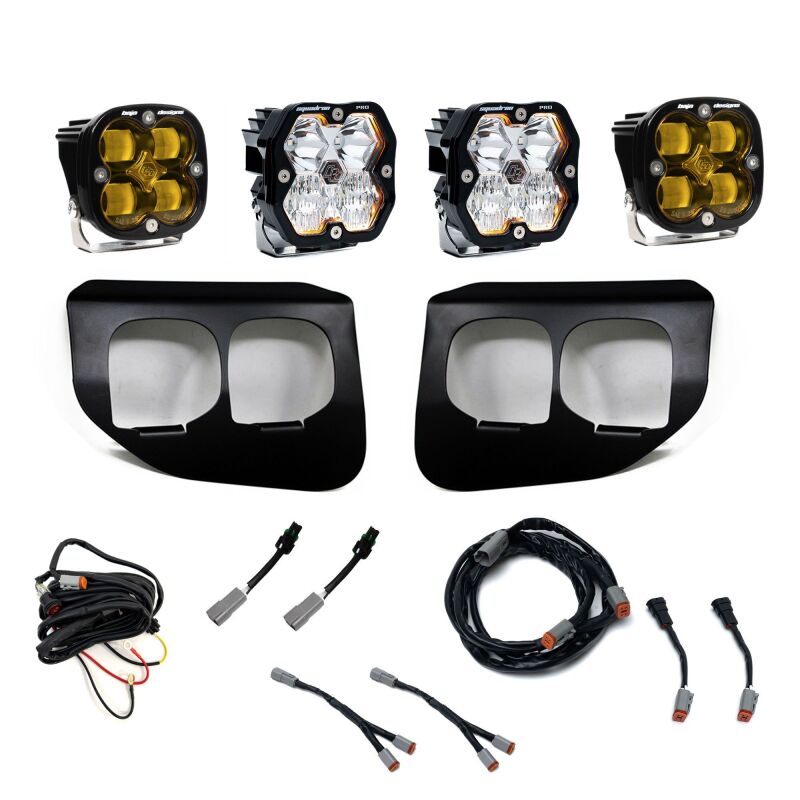 Baja Designs 20-22 Ford Super Duty Squadron 2.0 SAE/Pro Dual Fog Pocket Kit (Driving/Combo) - Amber