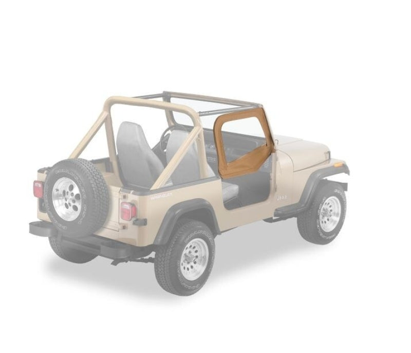 Bestop 88-95 Jeep Wrangler YJ Upper Fabric Doors (Rounded Upper Corner Spice)