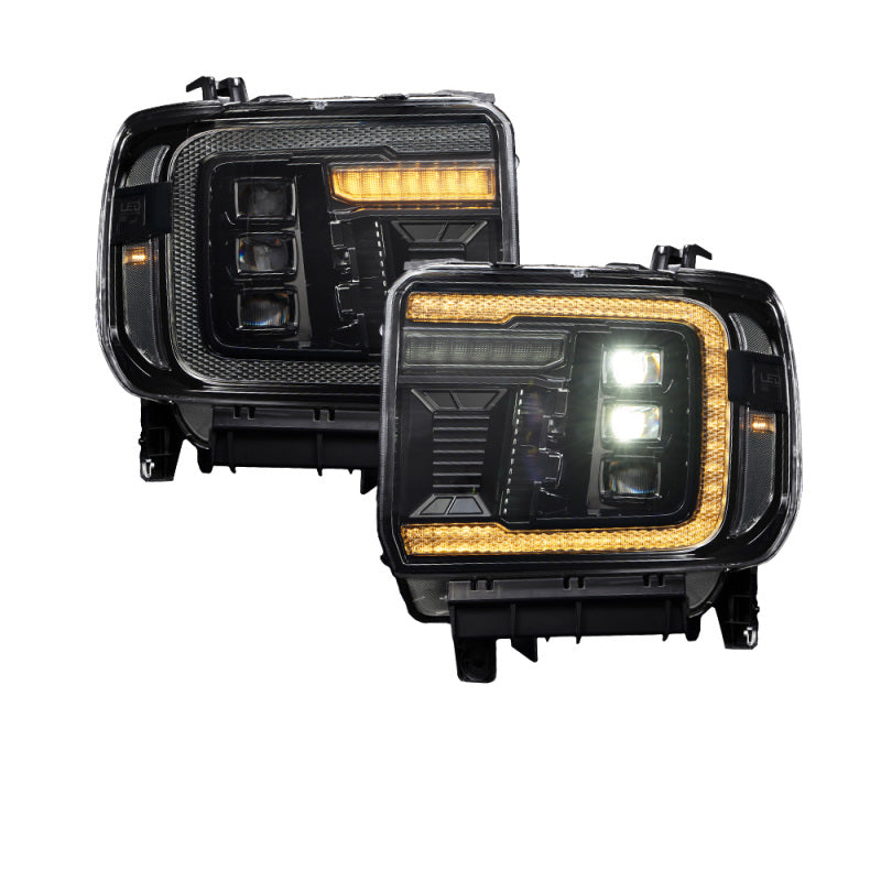Form Lighting 2014+ GMC Sierra 1500/2500/3500 LED Projector Headlights Amber DRL (Pair)