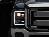 Raxiom 11-16 Ford F-250 Super Duty LED Projector Headlights - Black Housing (Clear Lens)