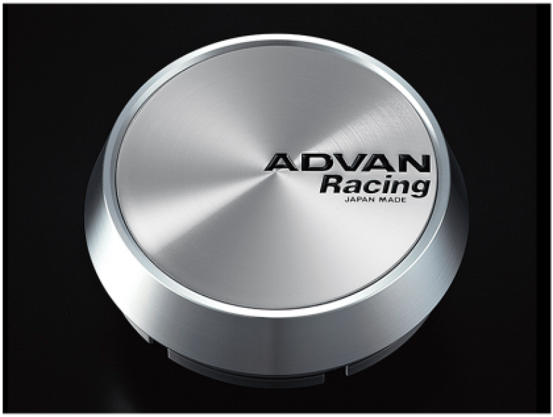 Advan Racing Center Cap 73mm Full Flat - Platinum Silver w/ Black Letter