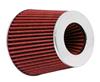 K&N Universal Air Filter Chrome Round Tapered Red - 4in ID x 1.125in L x 5.5in H (Multi Lingual)