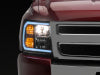 Raxiom 07-13 Chevrolet Silverado 1500 Axial Series Headlights w/ LED Bar- Black Housing (Clear Lens)