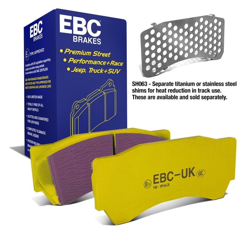 EBC 04-05 Mitsubishi Lancer Evo 8 2.0T (FQ400 w/Alcon Caliper) Yellowstuff Front Brake Pads