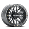 Raceline A91G Ryno 14x7in/4x137 BP/10mm Offset/110.18mm Bore - Gunmetal & Black Ring Beadlock Wheel
